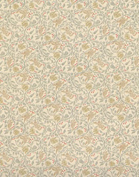 Dollhouse Miniature Wallpaper:1/2" Scale Birds & Berries, Cream